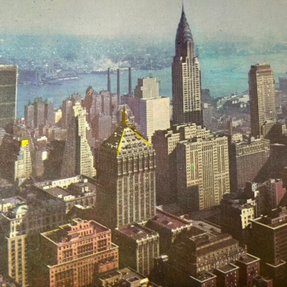 Vintage Postcard New York Aerial View Chrysler Central UN Buildings u - Picture 2 of 5